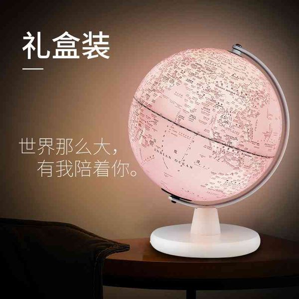 

25cm children's globe hd pink european led chinese and english 3d suspended small night light home study