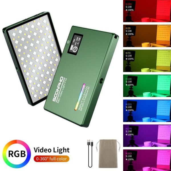 

soonpho rgb led camera light full color output video kit dimmable 2500k-8500k bi-color panel with cri 95+ flash heads