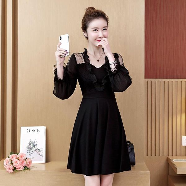 

casual dresses 2021 spring and autumn ladies fashion dress, Black;gray