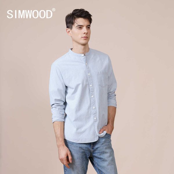 

spring summer mandarin collar shirts men 100% cotton vertical pinstripe texture casual sk130126 210721, White;black