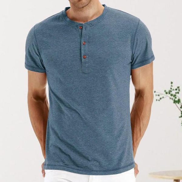 

men's t-shirts henley basic shirt solid color round neck summer breathable slim for men stylish leisure office sports street, White;black