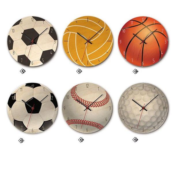 

wall clocks soccer/basket/golf ball clock modern design for boys room classic creative watch home decor