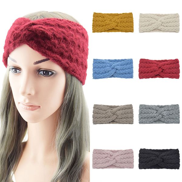 

western style corrugated headband fashionable winter warm knitted cross plush hair bands new women simple hair accessories, Slivery;white