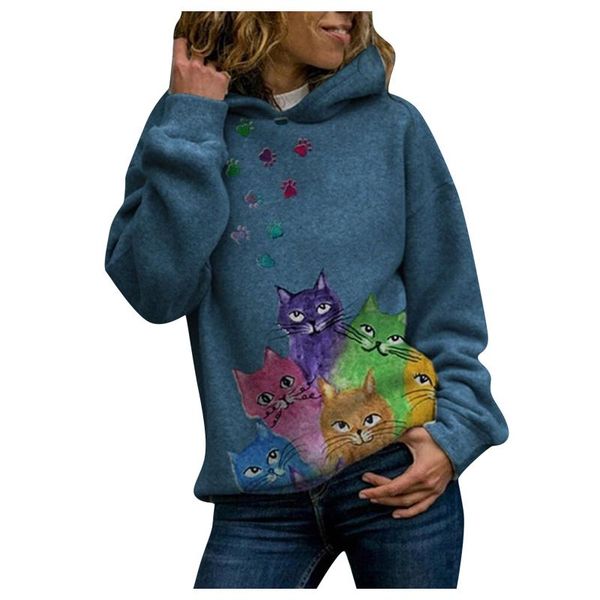 

harajuku cat print hoodie women hoody animal printing sweatshirts long sleeves pullover sweatshirt streetwear hoodies women's &, Black