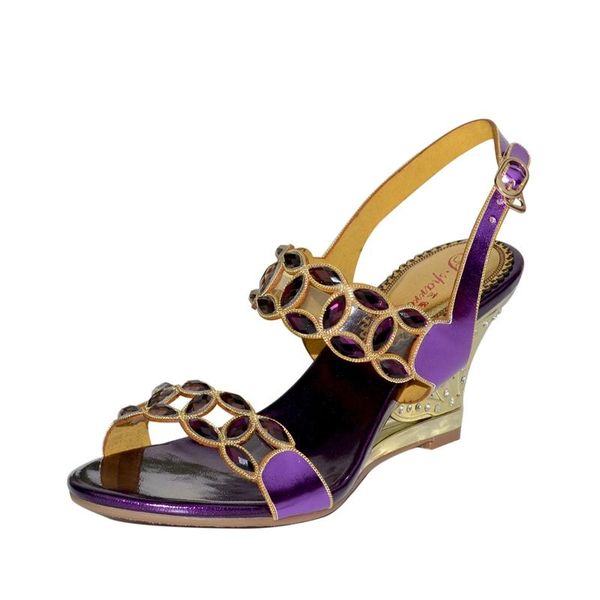 

christia bella ladies wedge heels large size women sandals rhinestones high hee;s buckle shoes formal party for, Black