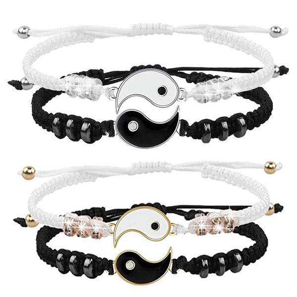 

chokers tai chi couple bracelets for lovers adjustable braid chain bracelet necklace matching lover friendship jewelry gifts, Golden;silver