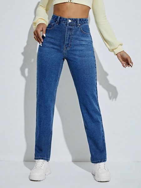 

high waist cat whisker straight leg jeans h7gx#, Blue
