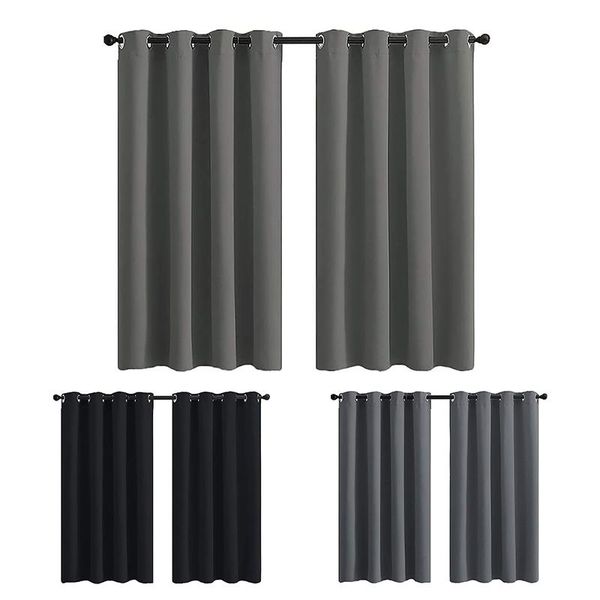 

curtain & drapes 1 set/2 pieces blackout panels thermal insulated grommet curtains for bedroom darkening and living room