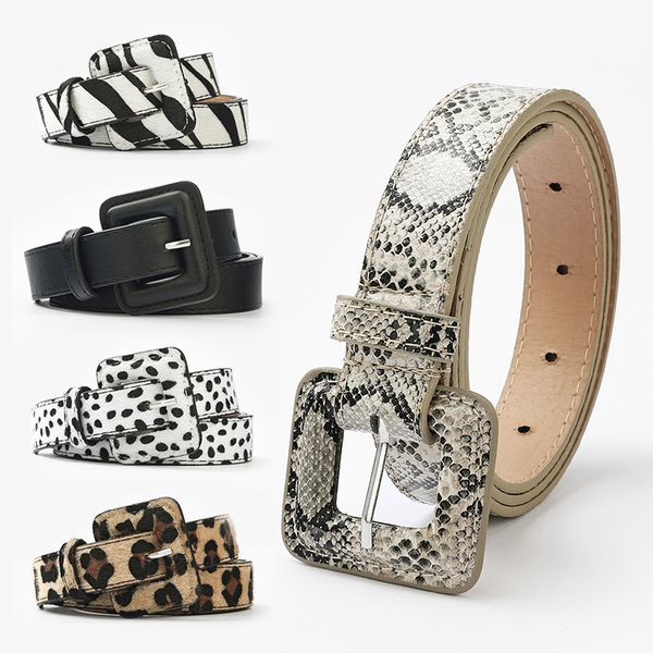 

2021 new style women belt black animal patter vintage belt female fit cow jeans european and american l\pu leather belt dress, Black;brown