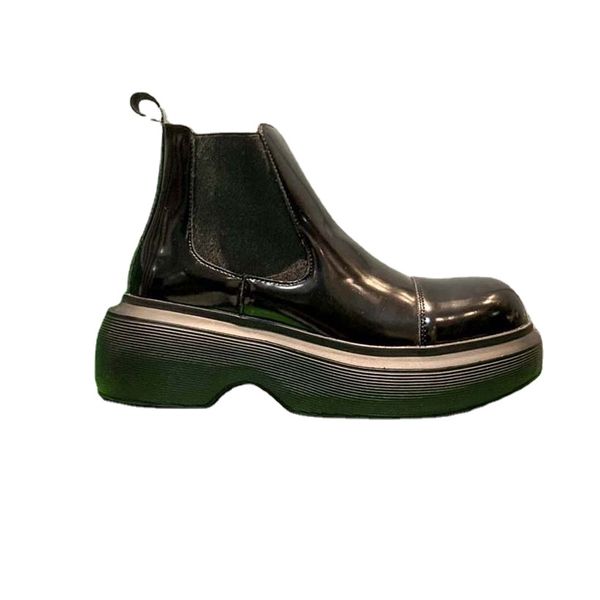 

women designer boots leather martin ankle chaelsea boot fashion non-slip wave colored rubber outsole elastic webbing luxury comfort exquisit, Black