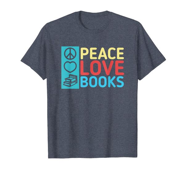 

peace love books shirt reading tshirts for teacher librarian, White;black