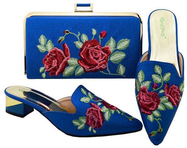 

dress shoes 2021 african ladies and handbag set fashion embroidery low women's bag med heel mm6003, Black