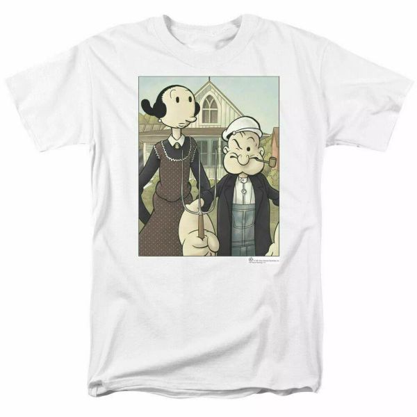 

popeye and olive gothic t shirt licensed comic book cartoon tee white, White;black