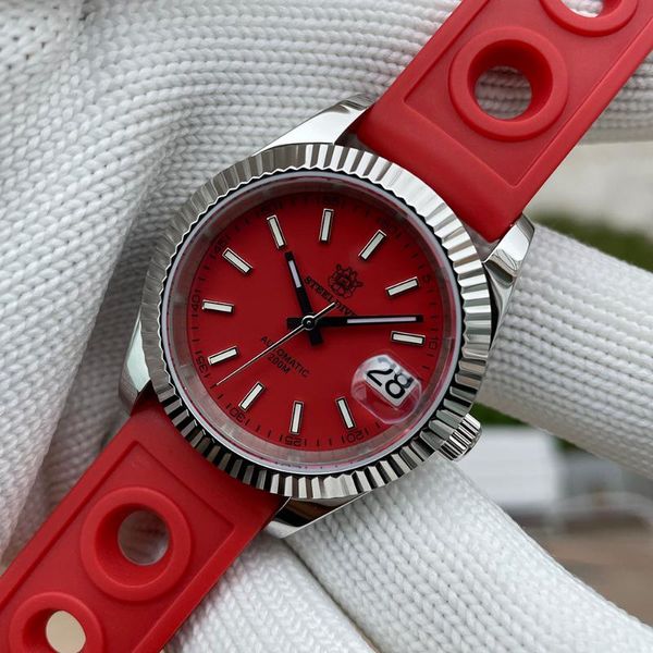 

wristwatches sd1933 datejust men's automatic mechanical wristwatch steeldive design steel ring 20bar 200m waterproof luminous nh35 dive, Slivery;brown