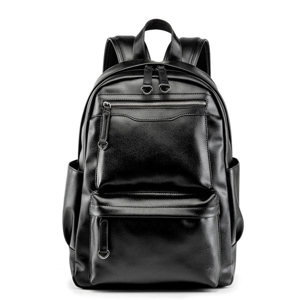 

fashion men's backpack pu leather college student school bag computer backpacks men large capacity travel male bags