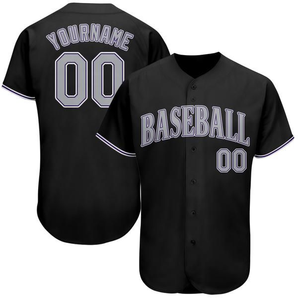 

custom black gray-purple authentic baseball jersey, Blue;black