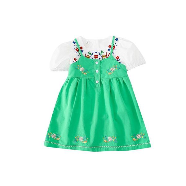 

ins kids girls sling dress +shirt girl's dresses, Red;yellow