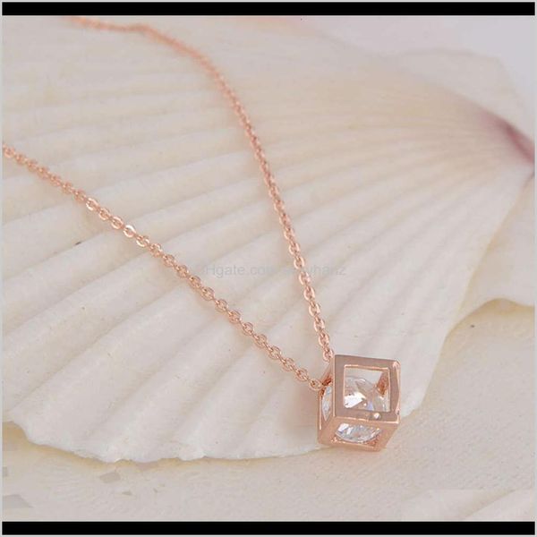 

necklaces & pendants drop delivery 2021 charm s cube clavicle chain pendant womens fashion alloy diamond necklace jewelry yiwu qfthk, Silver