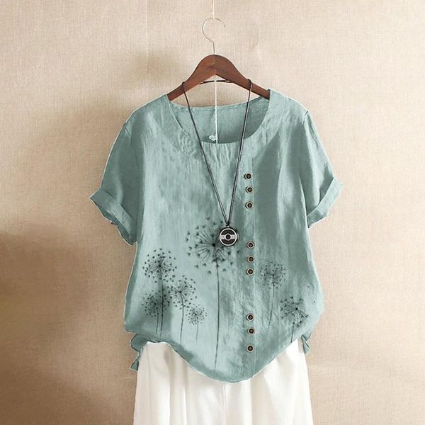 

women's t-shirt summer ladies fashion polyester casual round neck short sleeves creative variety of printing options loose and comforta, White