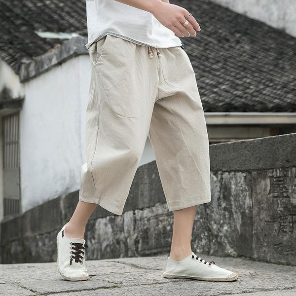 

men's pants 2021 harem men japanese women hip hop plus size wide leg bloomers calf-length joggers, Black