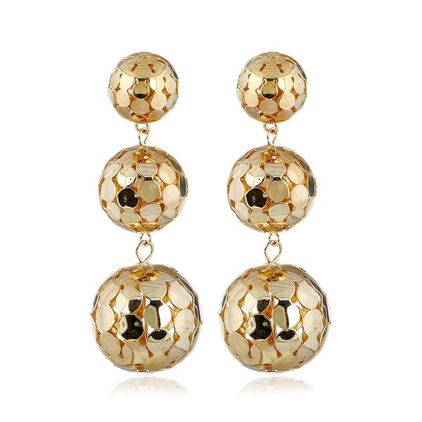

old color metal ball earrings for women 2018 long dangle earring statement drop earing vintage bold punk jewelry wholesale, Silver