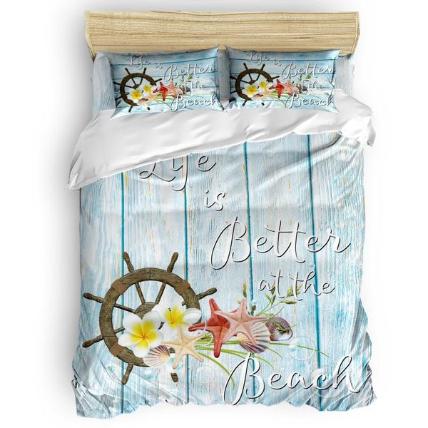 

bedding sets wood grain flowers rudder starfish duvet cover set with pillowcase home decoration bed comforters king size