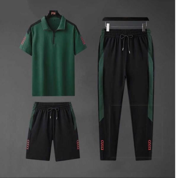 

men's tracksuits leisure sports suit spring/summer short sleeve t-shirt running large size loose three pieces thin long two, Gray