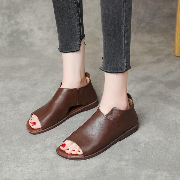 

sandals spring/summer 2021 fish toe with flat heels and soft soles, Black