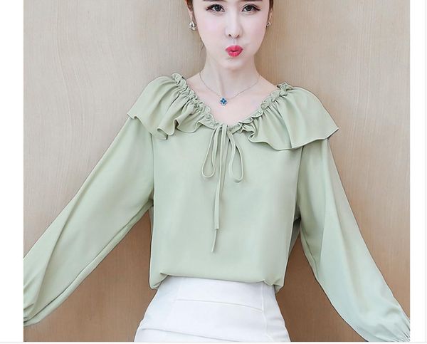 

2021 summer fashion long sleeve women's shirt @312, White