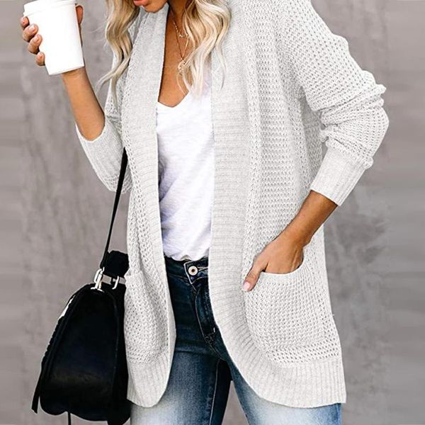 

women's jackets women autumn winter long sleeve open front cardigan pockets knit coat outerwear, Black;brown