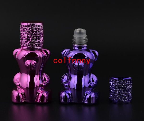 

storage bottles & jars 50pcs/lot fast shippng fashion mini roll on ball perfume 12ml small bear uv glass bottle frascos rellenables