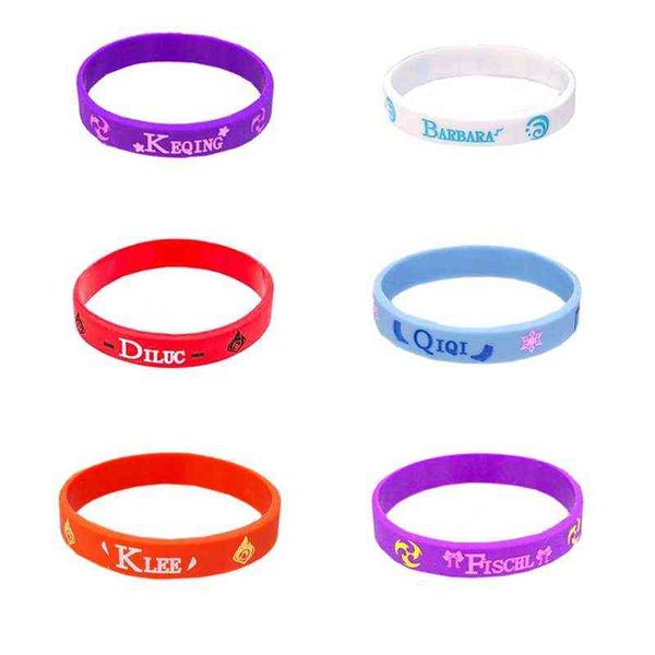 

anime silicone accessories game genshin impact cosplay bracelet project keqing klee diluc qiqi jewelry kids gifts wristband 2021, Golden;silver