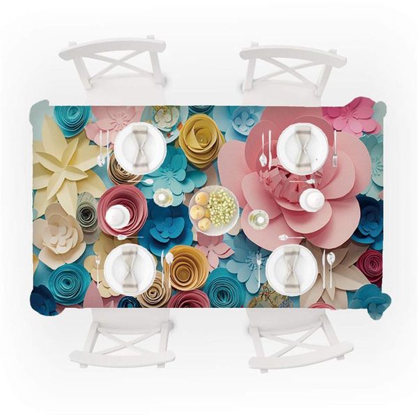 

table cloth primeval 3d flower rectangular tea cover dining home decor manteles de mesa #4o09