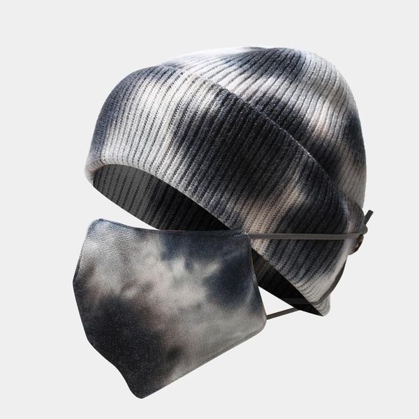 Berretti 2021 di Inverno Delle Donne Cappello Lavorato A Maglia Maschera per Il Viso Set Caldo Cappello di Protezione Delle Donne Accessorio Delle Ragazze Tie-dye Balaclava Beanie Del Cranio