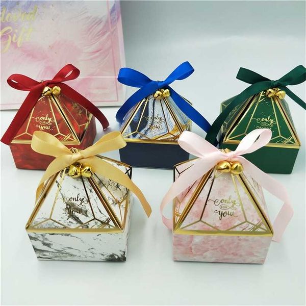 Confezione regalo Forniture per matrimoni Scatola per caramelle per feste Baby Shower Scatole per cioccolatini in carta Scatole per imballaggio abbronzanti creative prismatiche 211108