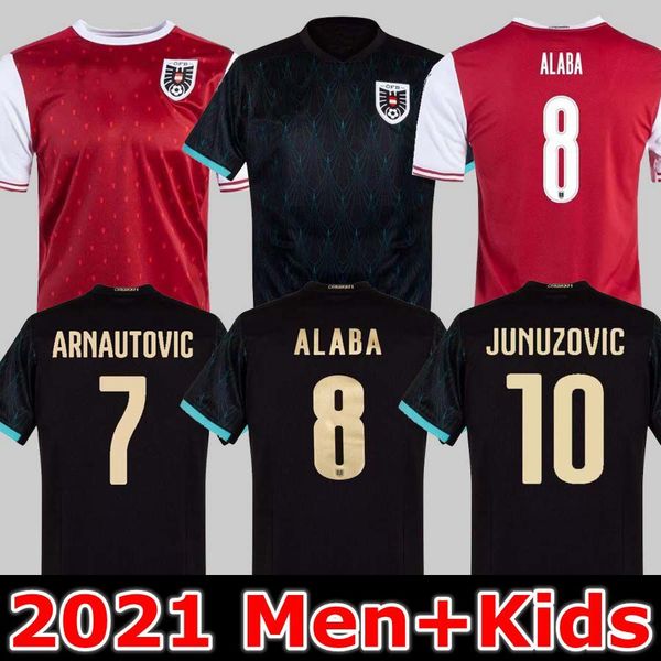 

austria 2021 soccer jersey home away alaba arnautovic junuzovic grillitsch 20 21 men + kids, Black