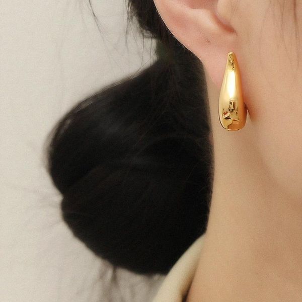 

hoop & huggie metal temperament earrings 2021 geometry heavy advanced sense design exquisite elegant fashion jewelry for women hyacinth, Golden;silver