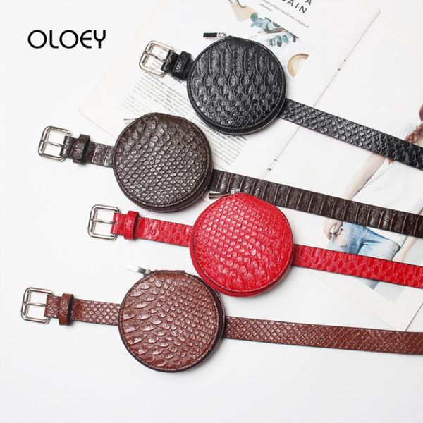 

women waist bag fanny pack fashion leather detachable round belt girls crossbody chest bags lady mini disco phone