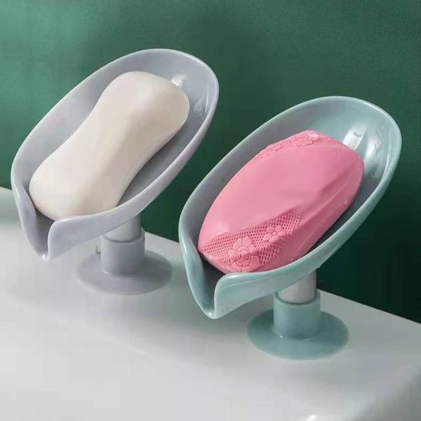 

soap dishes leaf-shaped dish box holder drain rack toilet perforated standing suction cup punch-practical