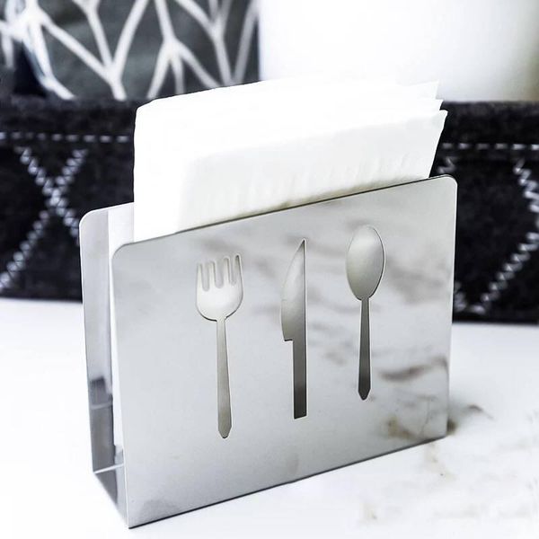 

1pc creative stainless steel napkin holder dinning table tissue storage rack restaurant towel paper dispenser boxes & napkins