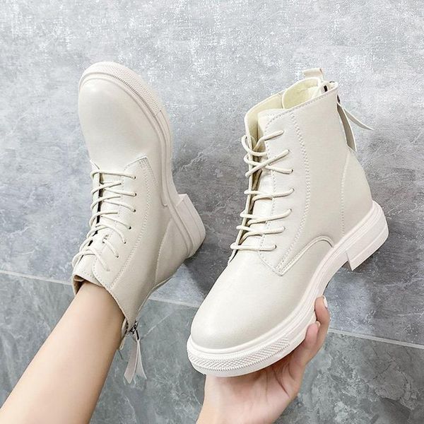

boots women fashion double zipper women's ankle warm winter shoes platform female black leather