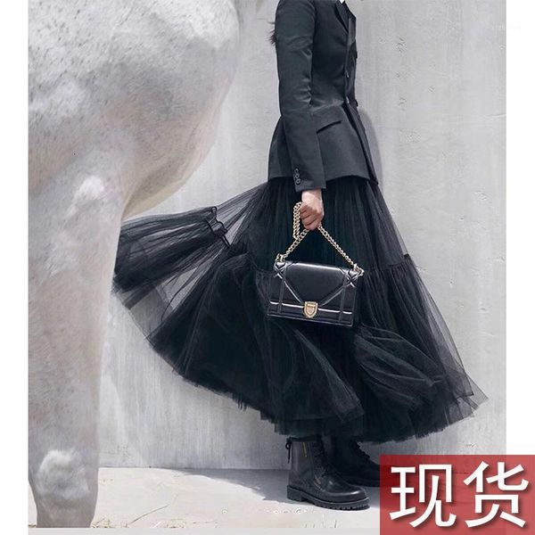 

skirts 2021 good morning fairy princess model very nice collocation super pendulum long mesh half skirt dd202, Black