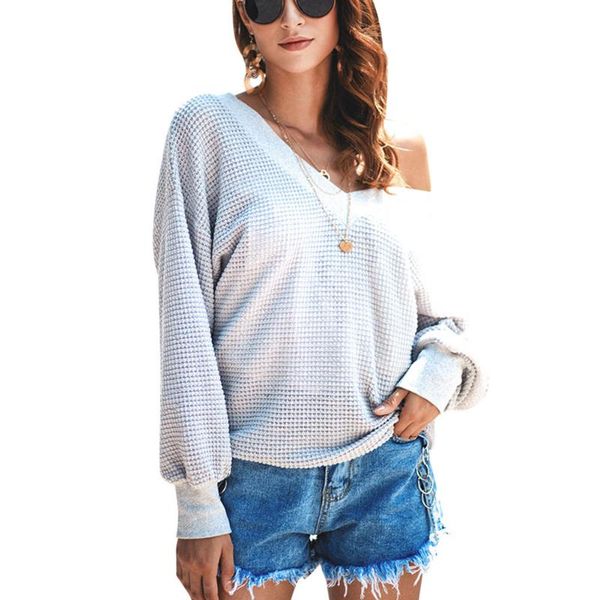 

women's sweaters spring and autumn women knitting blouse loose casual female sweater v neck long lantern sleeve solid color pull femme, White;black