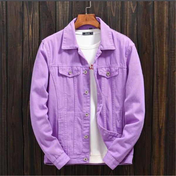 

men's jackets apparel trend clothing spring autumn purple denim jacket casual clothes outerwear coats kuib, Black;brown
