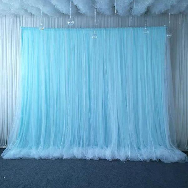 

party decoration sky blue tulle chiffon curtains bridal shower wedding ceremony backdrop baby po booth background pography