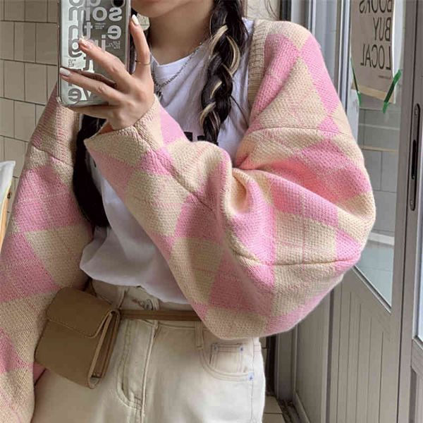 

women's sweaters blouse autumn korean retro-loose-fitting short cardigan knitted streetwear winter dhzb, White;black