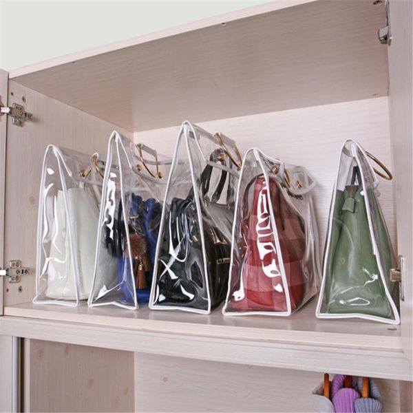 

hanging handbag organizer for wardrobe closet transparent durable storage bag door wall clear sundry shoe with hanger pouch boxes & bins