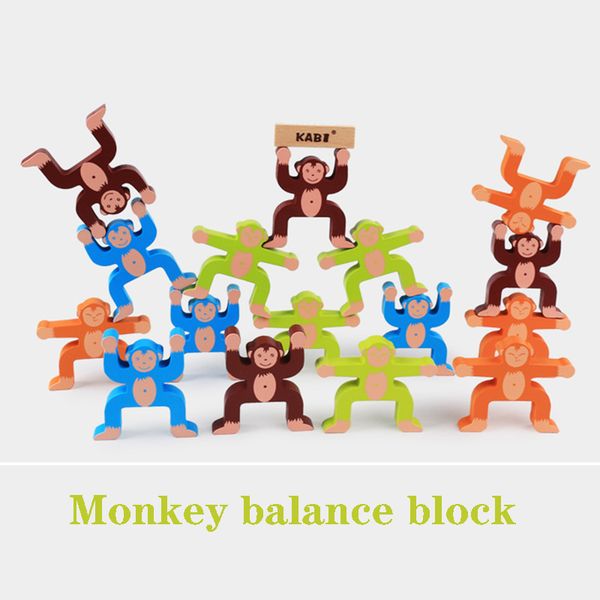 

cartoon bear balance wooden jenga toys parent-child interaction assembled building blocks kindergarten early educational toy