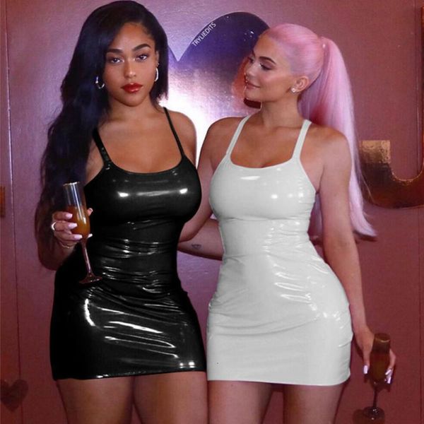 

casual dresses pu leather bodycon women party evening club wear bandage dress rj20, Black;gray