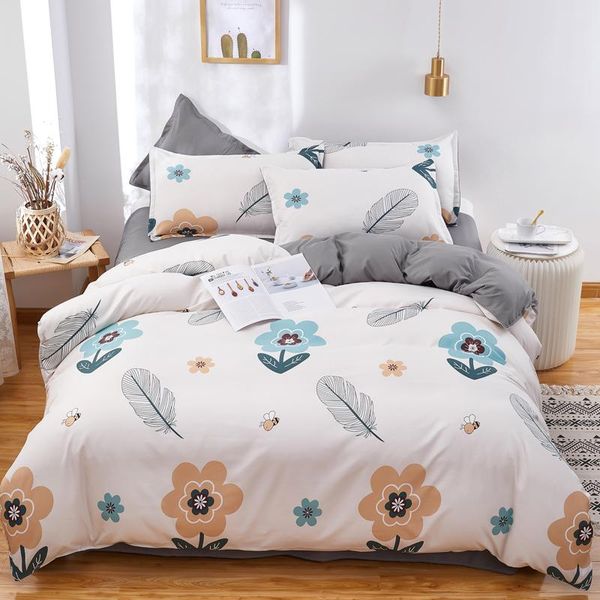 

bedding sets art style set flowers duvet cover+flat sheet+pillowcase ab side home textile bed linens